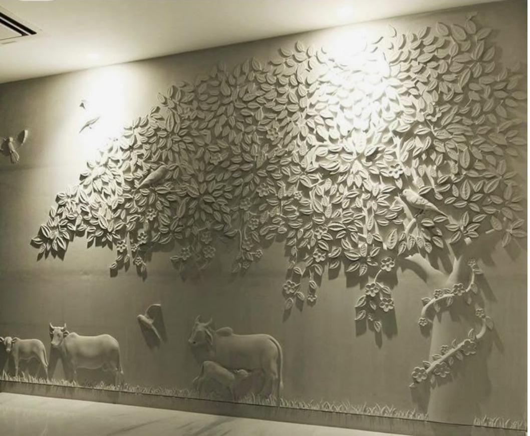 Installation team working on wall panel